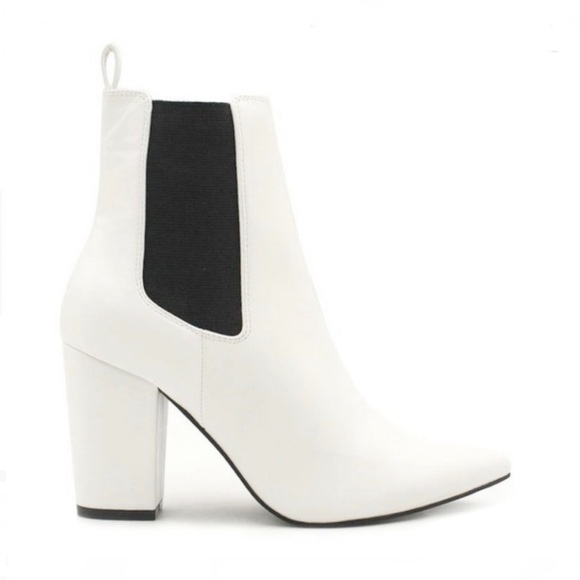 White Ankle Booties With Black Side Goring Detail - Picture 7 of 10